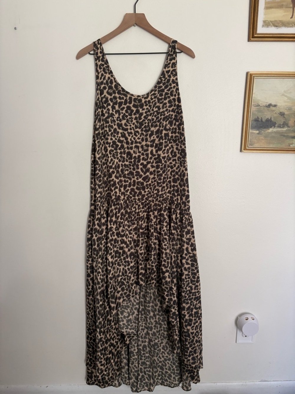 Anthropologie Maeve Leopard Print Sleeveless High-Low Maxi Dress Women Small AA